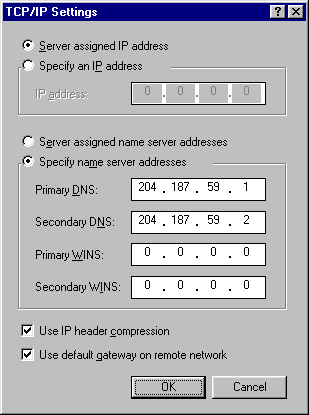 [Screenshot] Name server addresses: 204.187.59.1 / 204.187.59.2